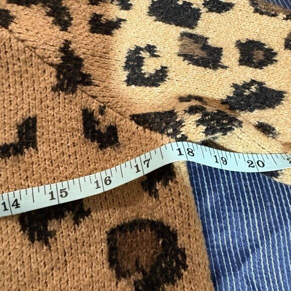Isabel Maternity XS Leopard Print Sweater Women Tan Knit Boho Cozy Fall Trend - Picture 5 of 6
